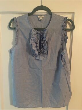 J. Crew Light Blue Ruffle-Front Sleeveless Camisole